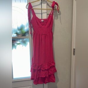 Pink Ruffled Midi Dress